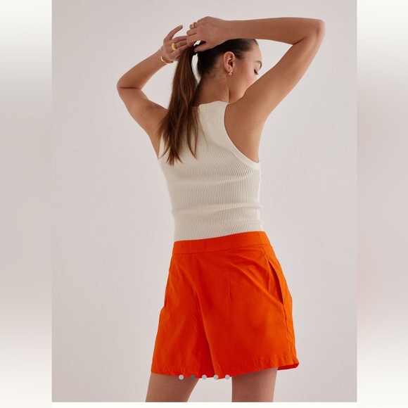 Maeve - Anthropologie - Orange Pleated Poplin Shorts 100% Cotton - US 4 - Picture 3 of 10
